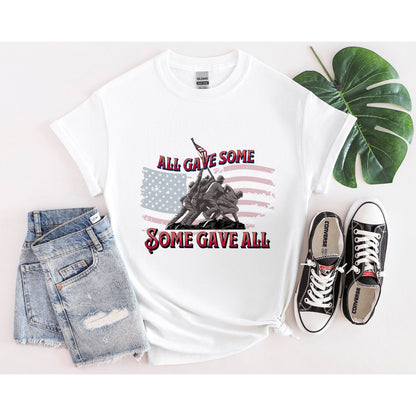 4th of July Patriotic Soldier Tribute T-Shirt - "All Gave Some, Some Gave All" Unisex Soft Style