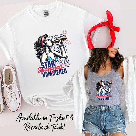 Star Spangled *HAMMERED* Tee Fun Fourth Of July T-shirt! 4th of July Red, white and blue!
