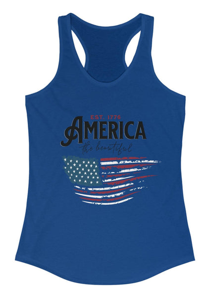 America the Beautiful 4th of July American Flag Tank Top