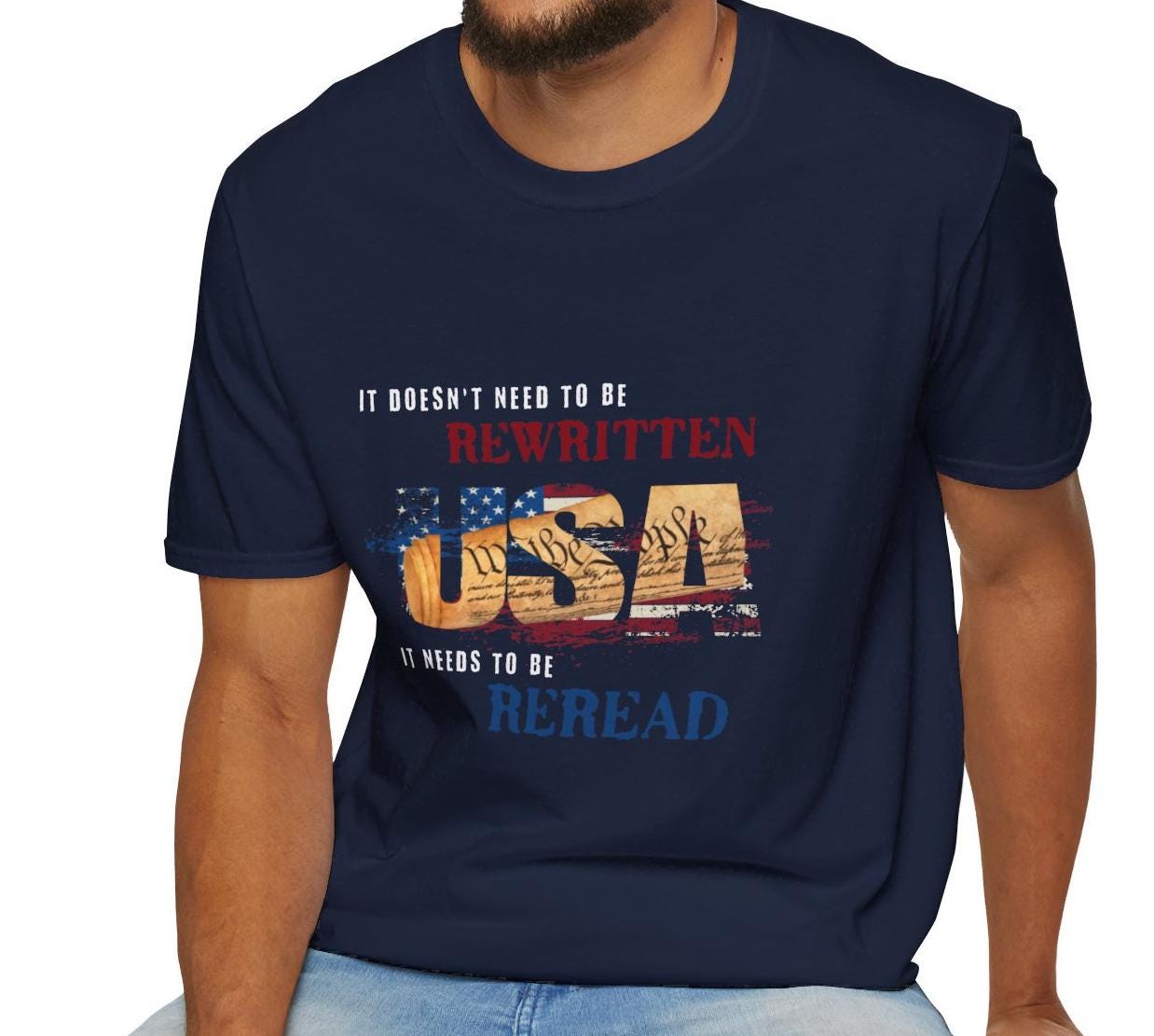 4th of July Shirt "It Doesn't Need to Be Rewritten" US Constitution T-Shirt - Celebrate American Values