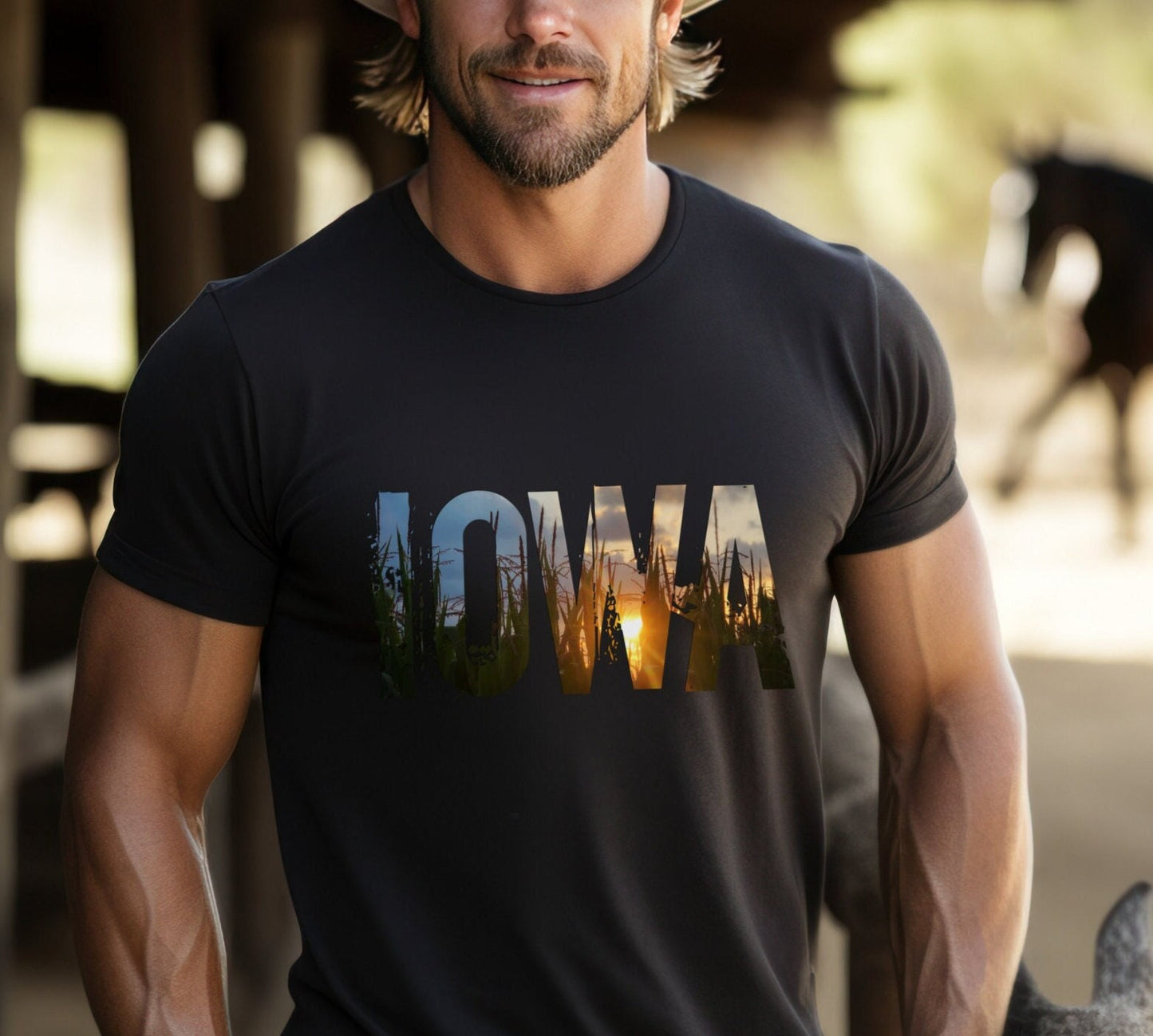 IOWA Cornfield Sunset T-shirt - Farming
