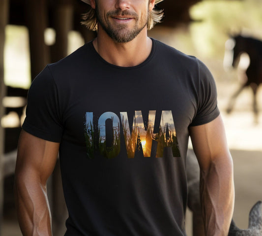 IOWA Cornfield Sunset T-shirt - Farming