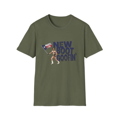 New Boot Goofin' Texas Flag Genuine Ostrich Funny Unisex Softstyle Gildan T-Shirt