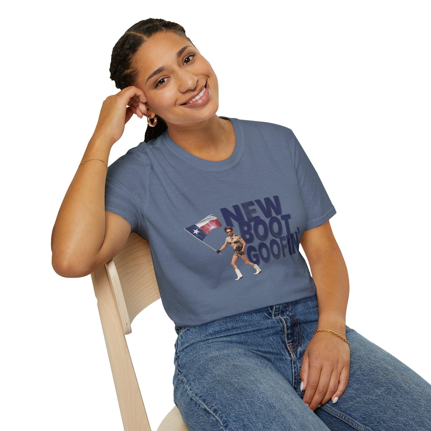 New Boot Goofin' Texas Flag Genuine Ostrich Funny Unisex Softstyle Gildan T-Shirt
