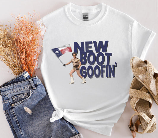 New Boot Goofin' Texas Flag Genuine Ostrich Funny Unisex Softstyle Gildan T-Shirt